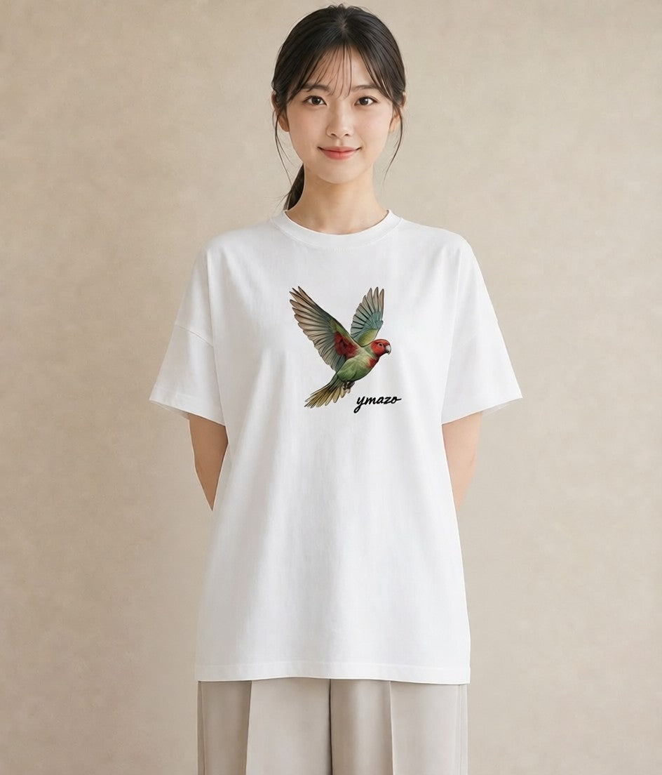 グラフィックTシャツ レディース インコ ペット 動物 イラスト きれいめカジュアル 社会人 女性 白T YMAZO