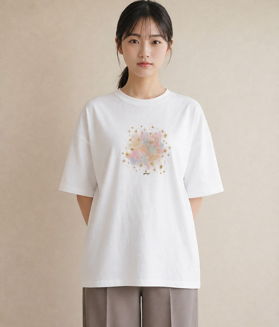 半袖Tシャツ レディース 射手座 星空 宇宙 イラスト 社会人 女性 白T YMAZO