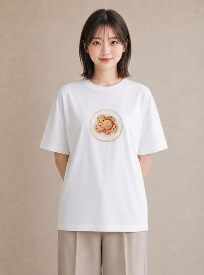 Tシャツ レディース マフィン 食べ物 フード イラスト レトロ 社会人 女性 白T YMAZO