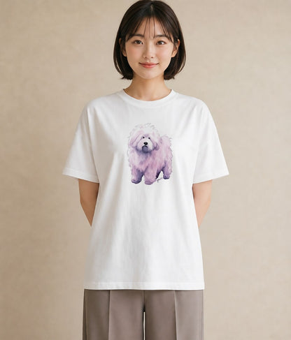 グラフィックTシャツ レディース ビションフリーゼ 犬 いぬ イラスト 北欧風 女子会 お揃い 白T YMAZO