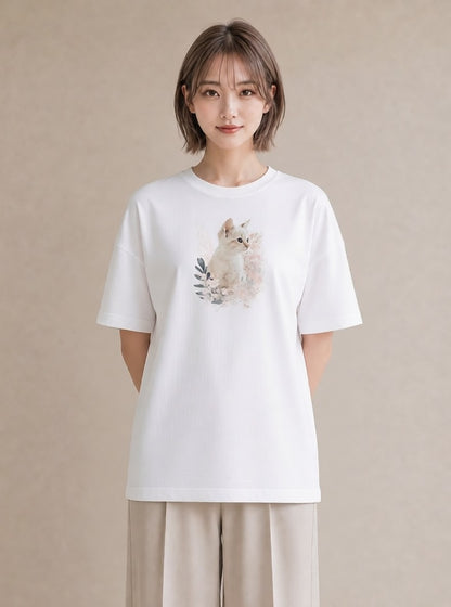 プリントTシャツ レディース シャム柄 猫 ねこ イラスト シンプル 女性向けギフト 散歩 白T YMAZO