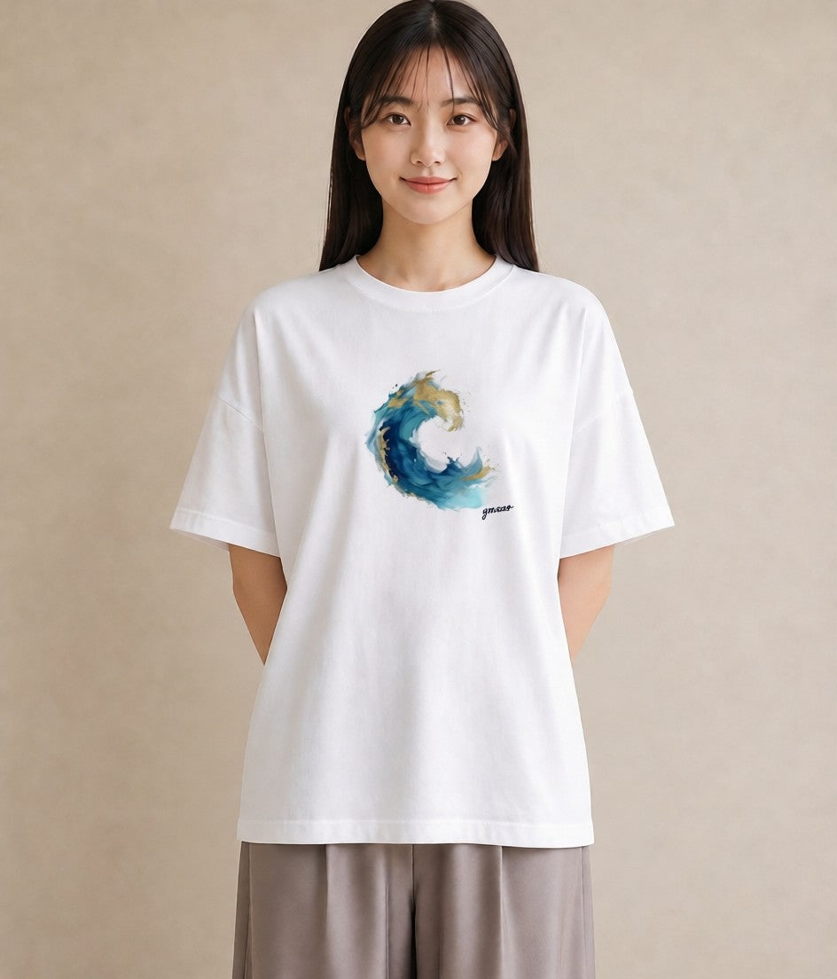 半袖Tシャツ レディース 海 星空 宇宙 イラスト お洒落 秋コーデ おしゃれギフト 白T YMAZO