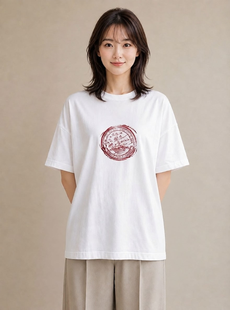 Tシャツ レディース 旅 トラベル スタンプ イラスト ミニマル 送別ギフト 通勤 白T YMAZO