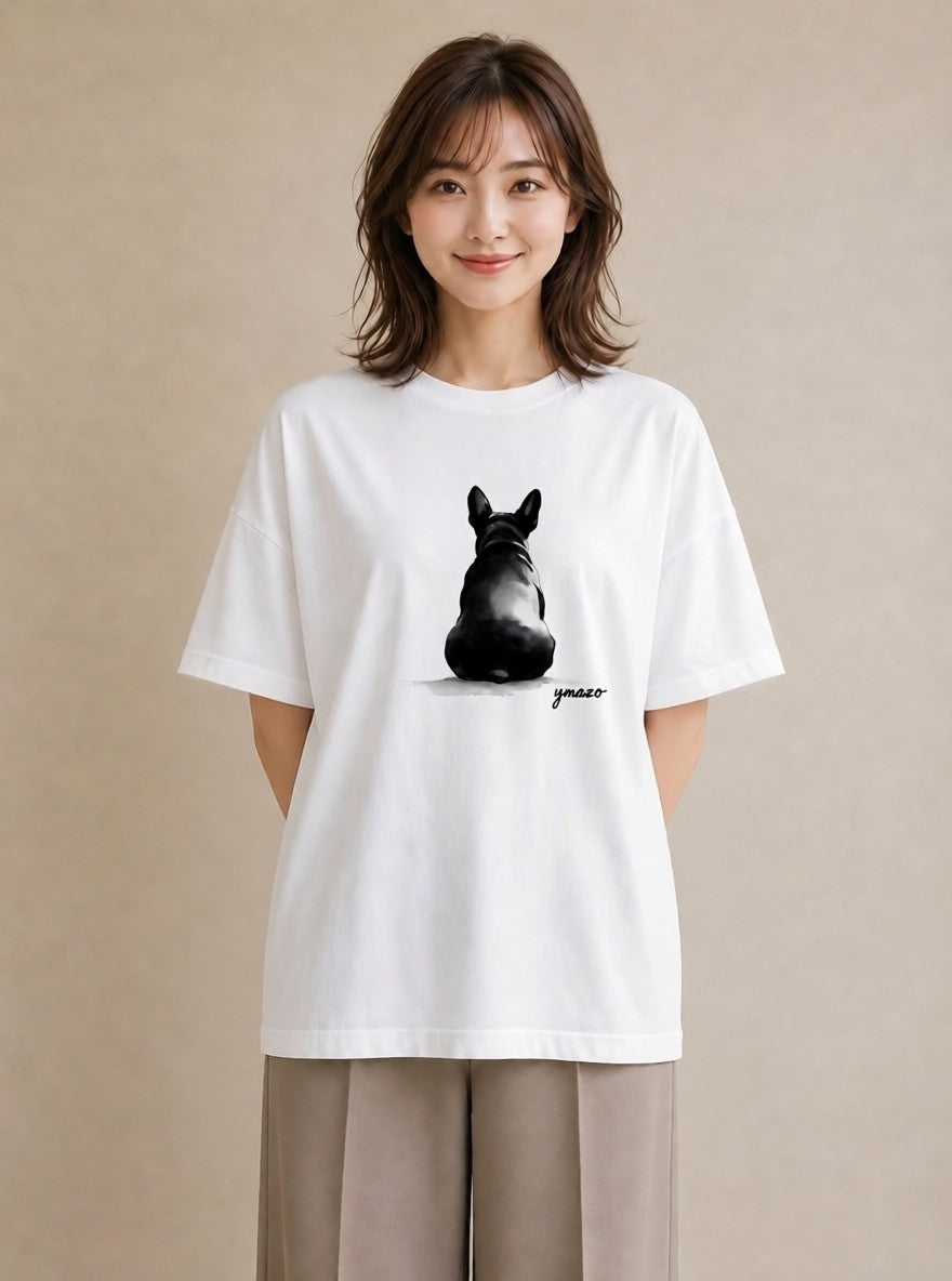 グラフィックTシャツ レディース 犬好き 犬 いぬ イラスト シンプル 女性 旅行用 白T YMAZO