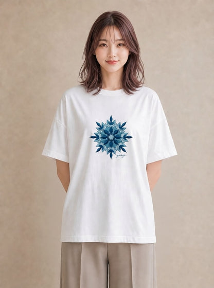 プリントTシャツ レディース 雪の結晶 星空 宇宙 イラスト フェミニン 通学 誕生日プレゼント 白T YMAZO