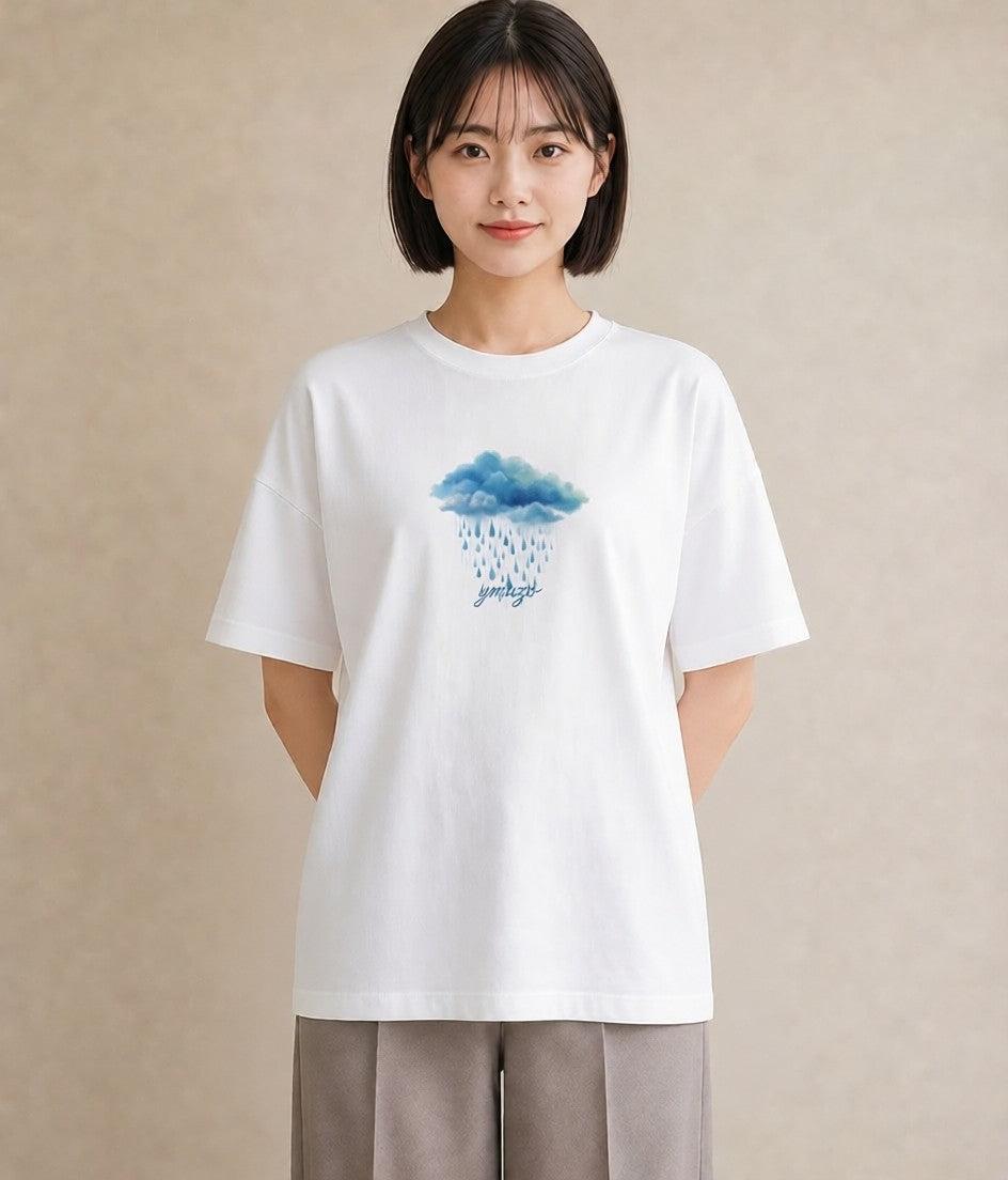 Tシャツ レディース 窓辺の雨 雨の日 窓 ナチュラル アンティーク イラスト 淡色 ギフト 母の日 白T YMAZO