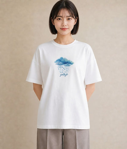 Tシャツ レディース 窓辺の雨 雨の日 窓 ナチュラル アンティーク イラスト 淡色 ギフト 母の日 白T YMAZO