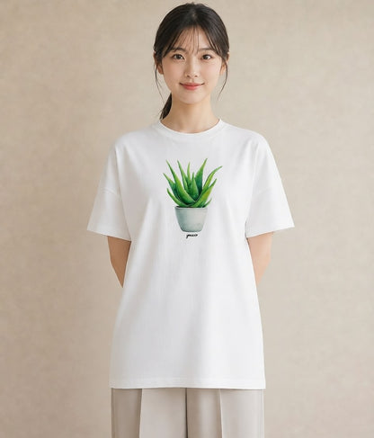 Tシャツ レディース 観葉植物 植物 ボタニカル イラスト きれいめカジュアル 親子 20代 白T YMAZO