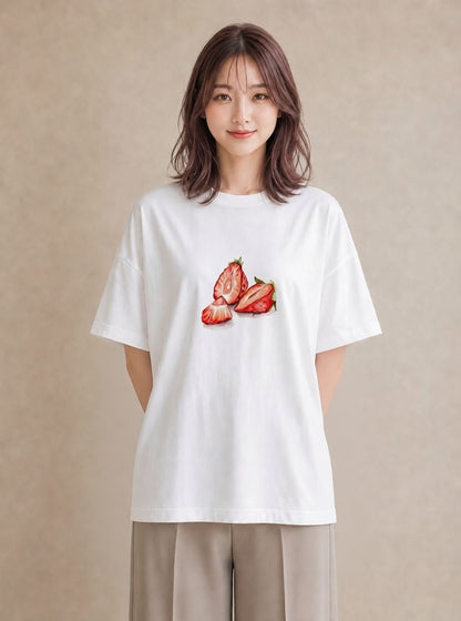 Tシャツ レディース ショートケーキ 食べ物 フード イラスト ボタニカル 姉妹 送別ギフト 白T YMAZO