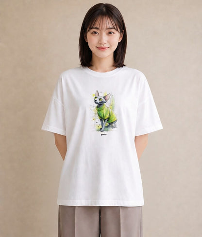 半袖Tシャツ レディース スフィンクス 猫 ねこ イラスト 可愛い 親子 20代 白T YMAZO