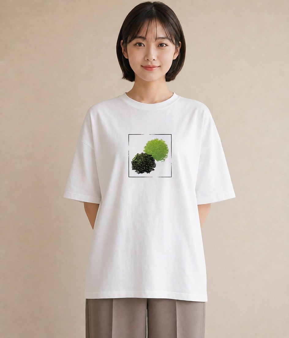 グラフィックTシャツ レディース 苔 植物 ボタニカル イラスト 休日コーデ 散歩 お出かけ 白T YMAZO