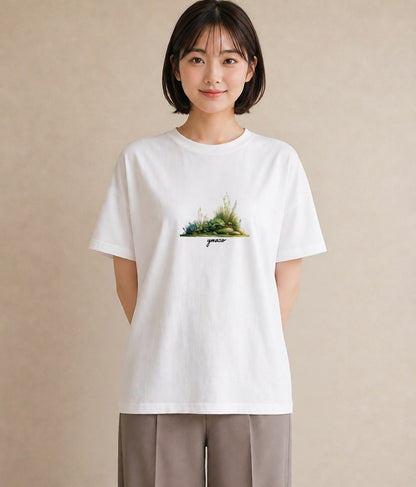 Tシャツ レディース 芝生 植物 ボタニカル イラスト 抜け感 散歩 お出かけ 白T YMAZO