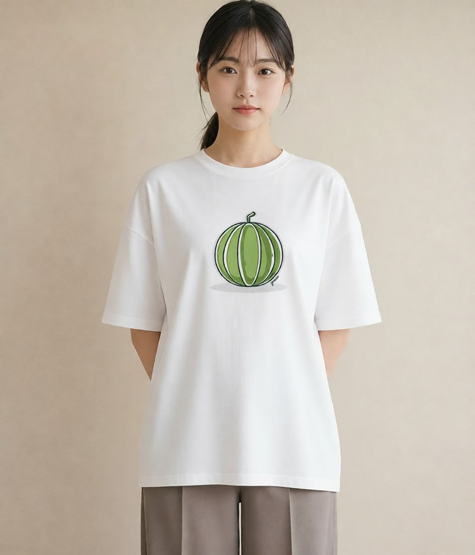 グラフィックTシャツ レディース すいか 食べ物 フード イラスト 可愛い ルームウェア ギフト 白T YMAZO