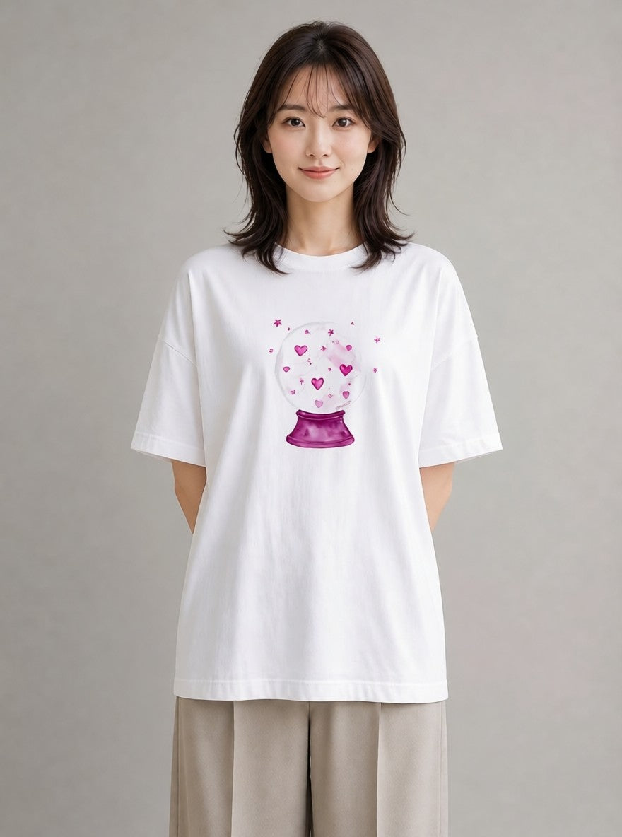 Tシャツ レディース 水瓶座 星空 宇宙 イラスト ガーリー デイリーウェア 休日 白T YMAZO