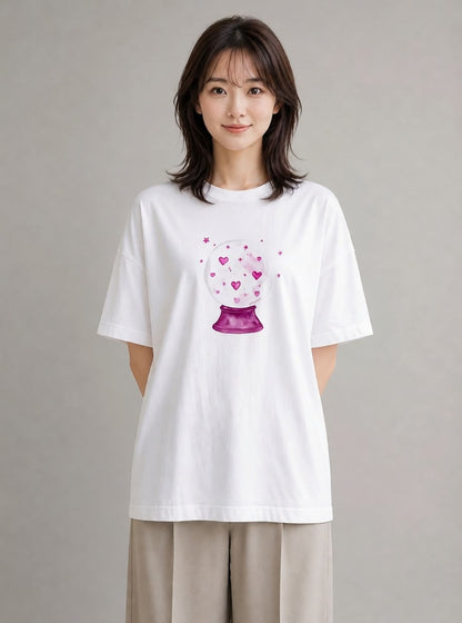 Tシャツ レディース 水瓶座 星空 宇宙 イラスト ガーリー デイリーウェア 休日 白T YMAZO