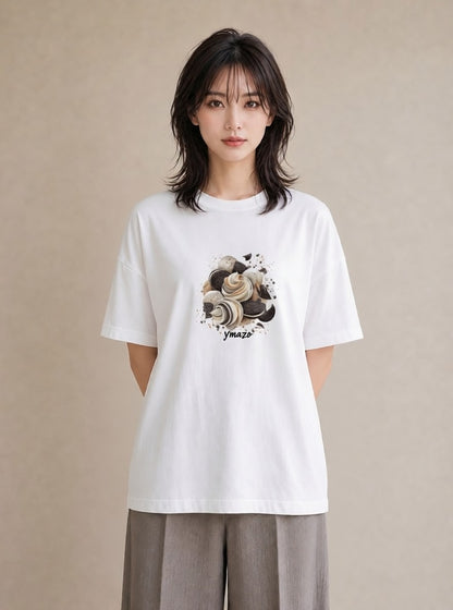 プリントTシャツ レディース クッキー 食べ物 フード イラスト 休日コーデ お出かけ 普段着 白T YMAZO