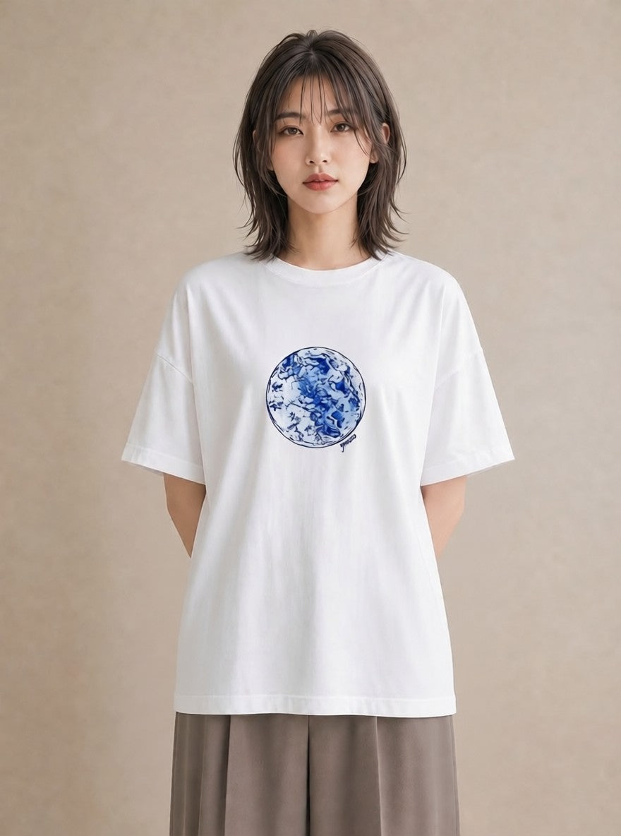 半袖Tシャツ レディース 蟹座 星空 宇宙 イラスト 水彩風 ギフト 母の日 白T YMAZO