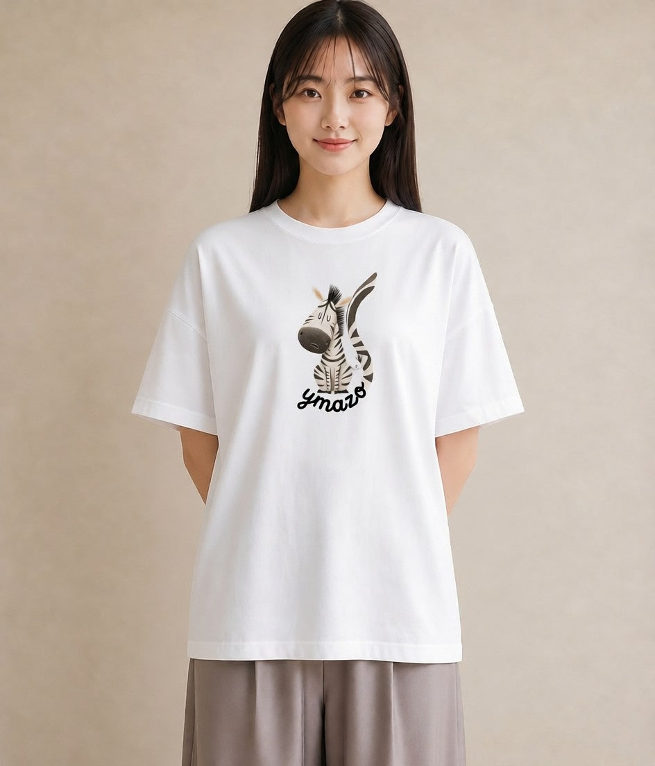 半袖Tシャツ レディース しまうま 動物 アニマル イラスト ナチュラル 友達ギフト 部屋着 白T YMAZO