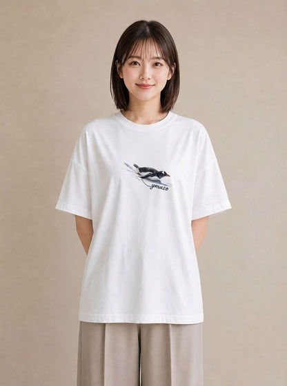 Tシャツ レディース コウテイペンギン 動物 アニマル イラスト 上品 20代 カジュアルコーデ 白T YMAZO