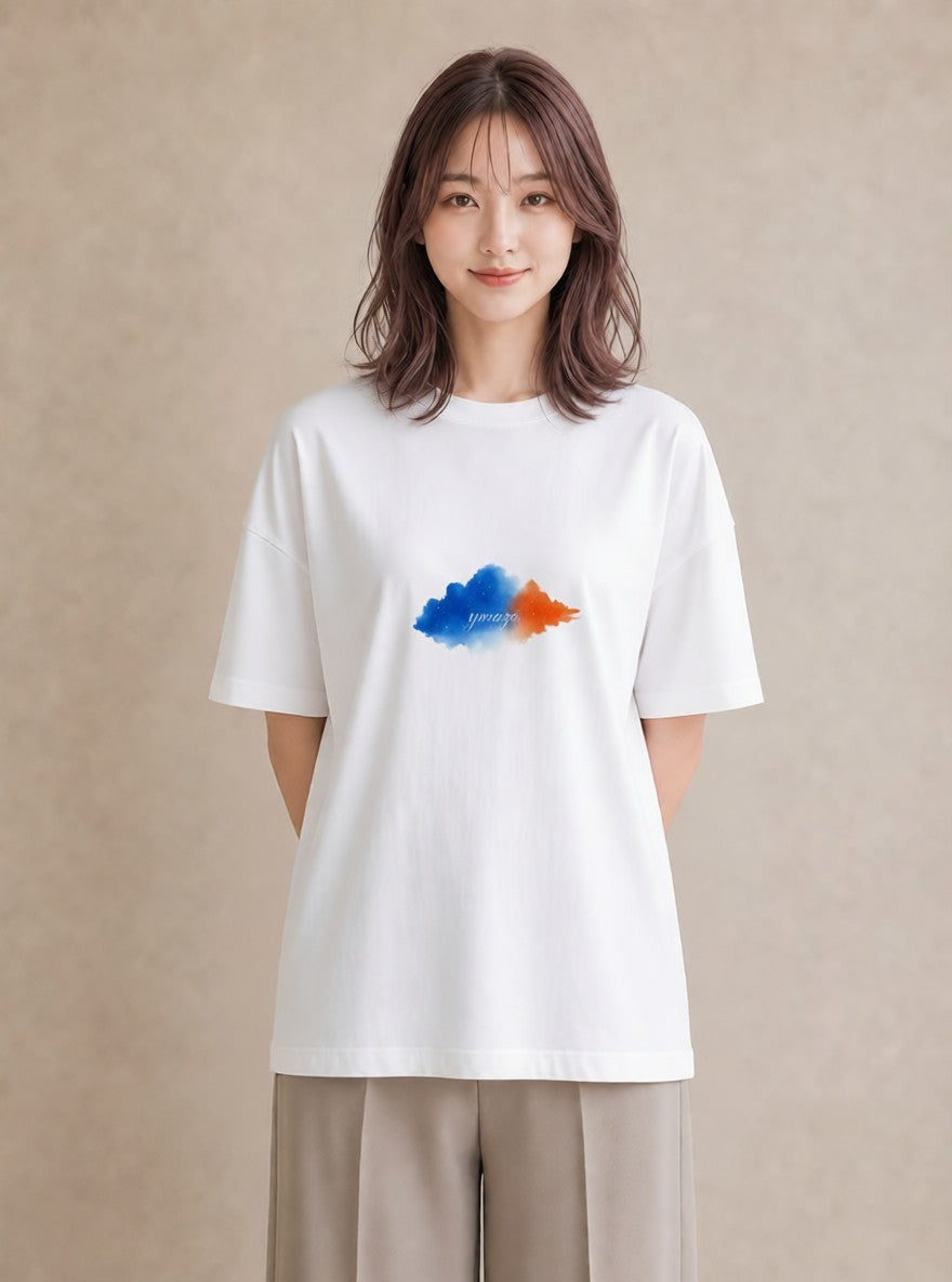 プリントTシャツ レディース 空 星空 宇宙 イラスト 水彩風 部屋着 女性向けギフト 白T YMAZO