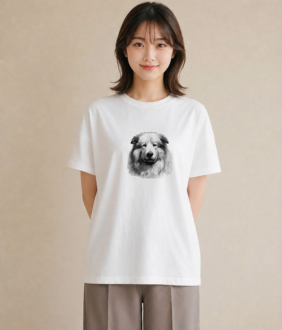 グラフィックTシャツ レディース 豆柴 犬 いぬ イラスト 北欧風 デイリーウェア 休日 白T YMAZO