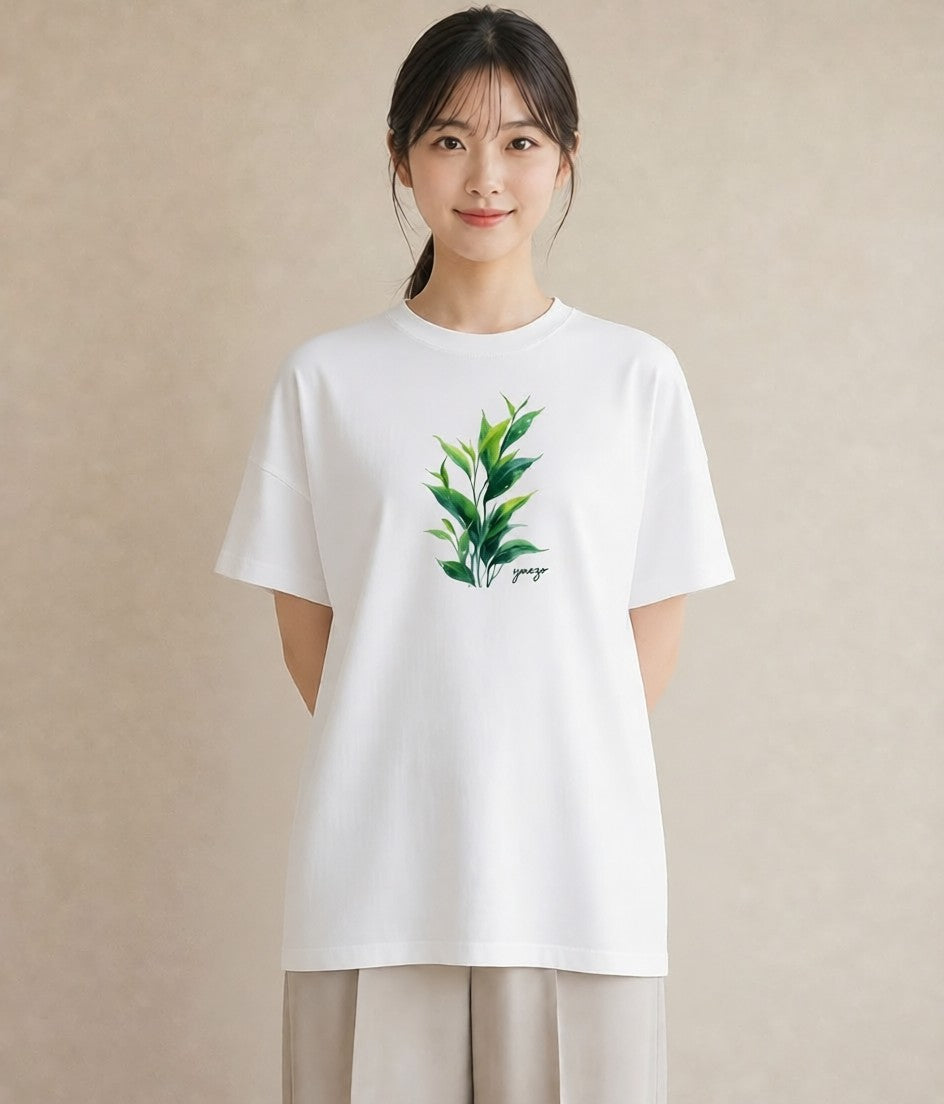半袖Tシャツ レディース ハーブ 植物 ボタニカル イラスト 水彩風 親子 20代 白T YMAZO