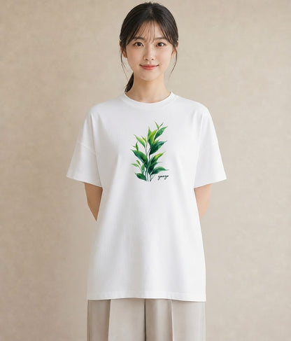 半袖Tシャツ レディース ハーブ 植物 ボタニカル イラスト 水彩風 親子 20代 白T YMAZO