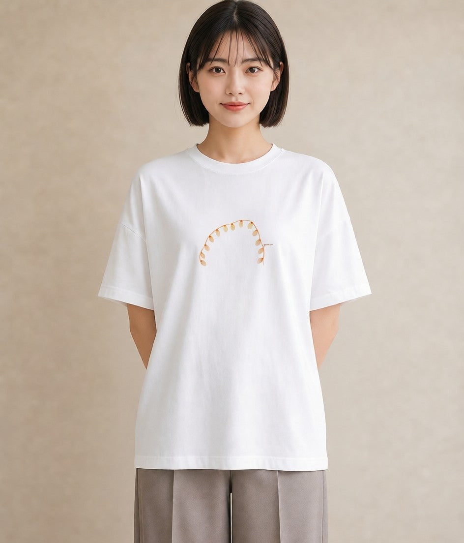 半袖Tシャツ レディース 風鈴 ガラス 夏 ナチュラル アンティーク イラスト ミニマル 買い物 夏コーデ 白T YMAZO