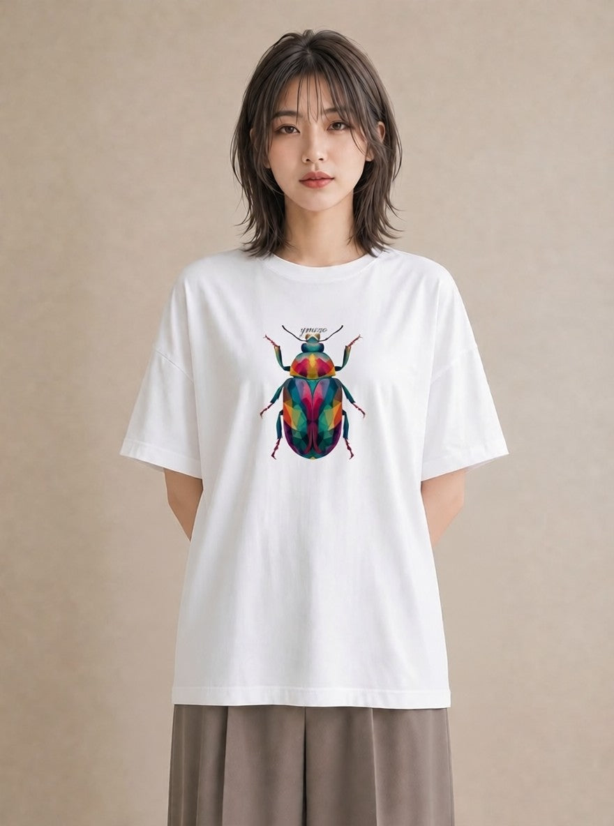 デザインTシャツ レディース クワガタ 昆虫 虫 イラスト お洒落 ルームウェア ギフト 白T YMAZO