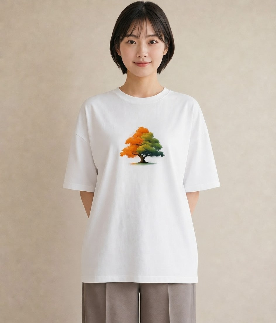 デザインTシャツ レディース 木 植物 ボタニカル イラスト シンプル 買い物 夏コーデ 白T YMAZO