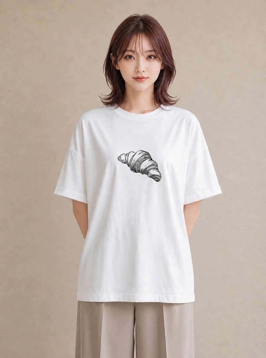 グラフィックTシャツ レディース パン ベーカリー イラスト ゆるコーデ ホワイトデー 春服 白T YMAZO