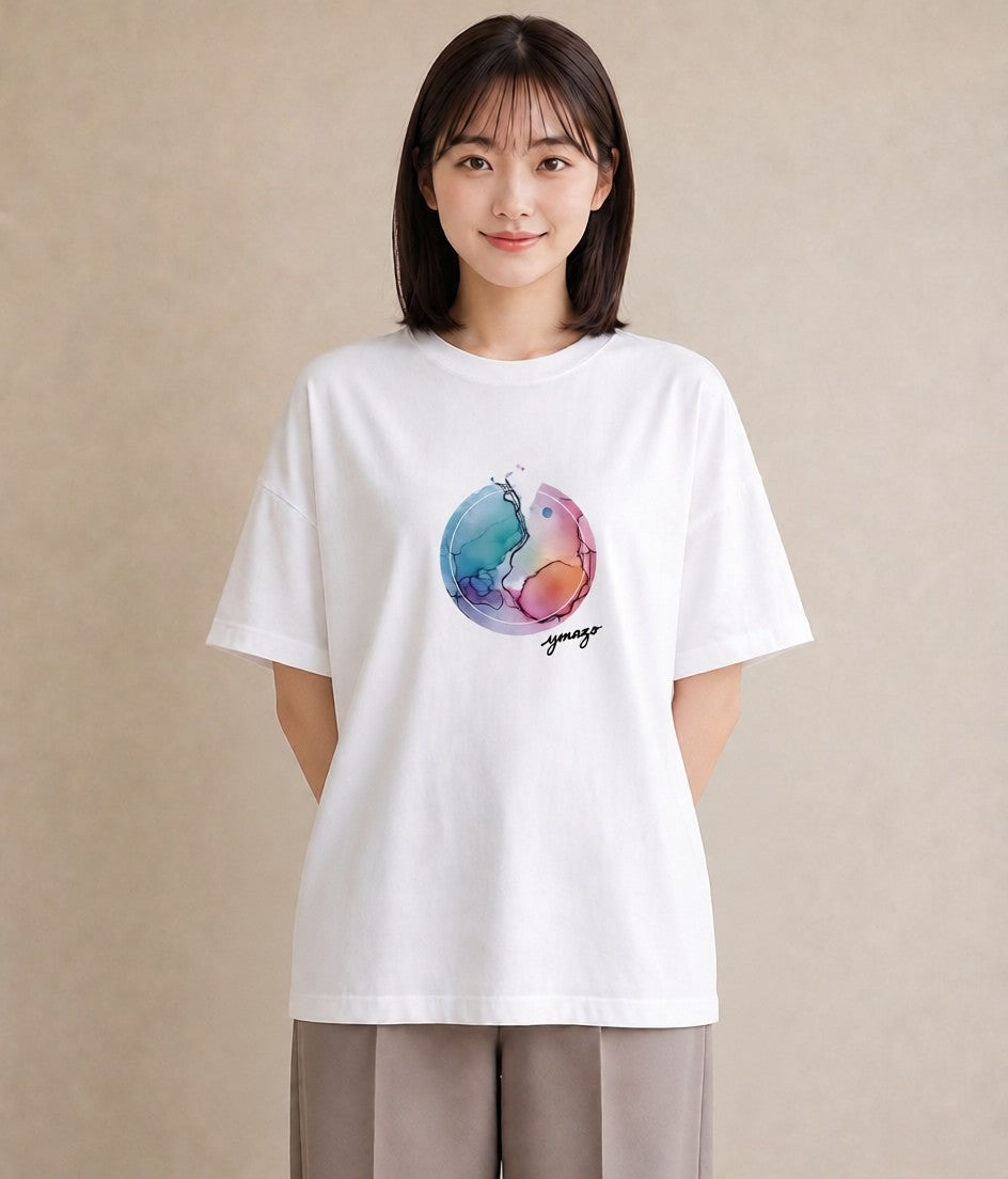 Tシャツ レディース 乙女座 星空 宇宙 イラスト ミニマル ビーチ デイリーウェア 白T YMAZO