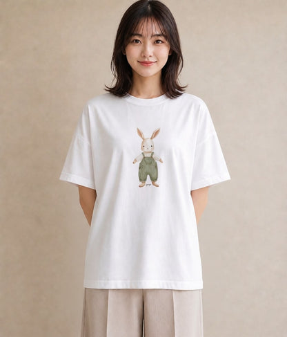 グラフィックTシャツ レディース うさぎ ウサギ ラビット ペット 動物 イラスト フェミニン 在宅 公園 白T YMAZO