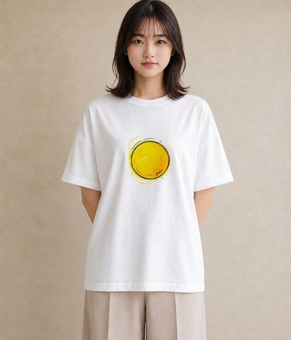 グラフィックTシャツ レディース 目玉焼き 食べ物 フード イラスト フェミニン おしゃれギフト 社会人 白T YMAZO