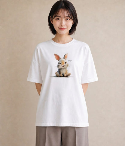 Tシャツ レディース ロップイヤー ペット 動物 イラスト 個性的 部屋着 女性向けギフト 白T YMAZO
