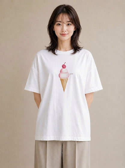 グラフィックTシャツ レディース クリームソーダ 食べ物 フード イラスト 普段使い 女性 旅行用 白T YMAZO