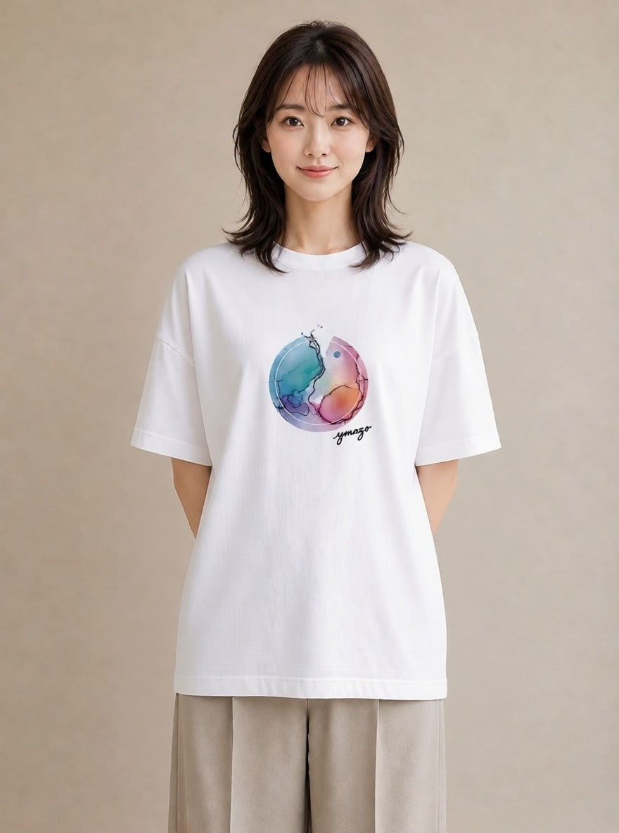 グラフィックTシャツ レディース 牡牛座 星空 宇宙 イラスト カフェコーデ ルームウェア ギフト 白T YMAZO