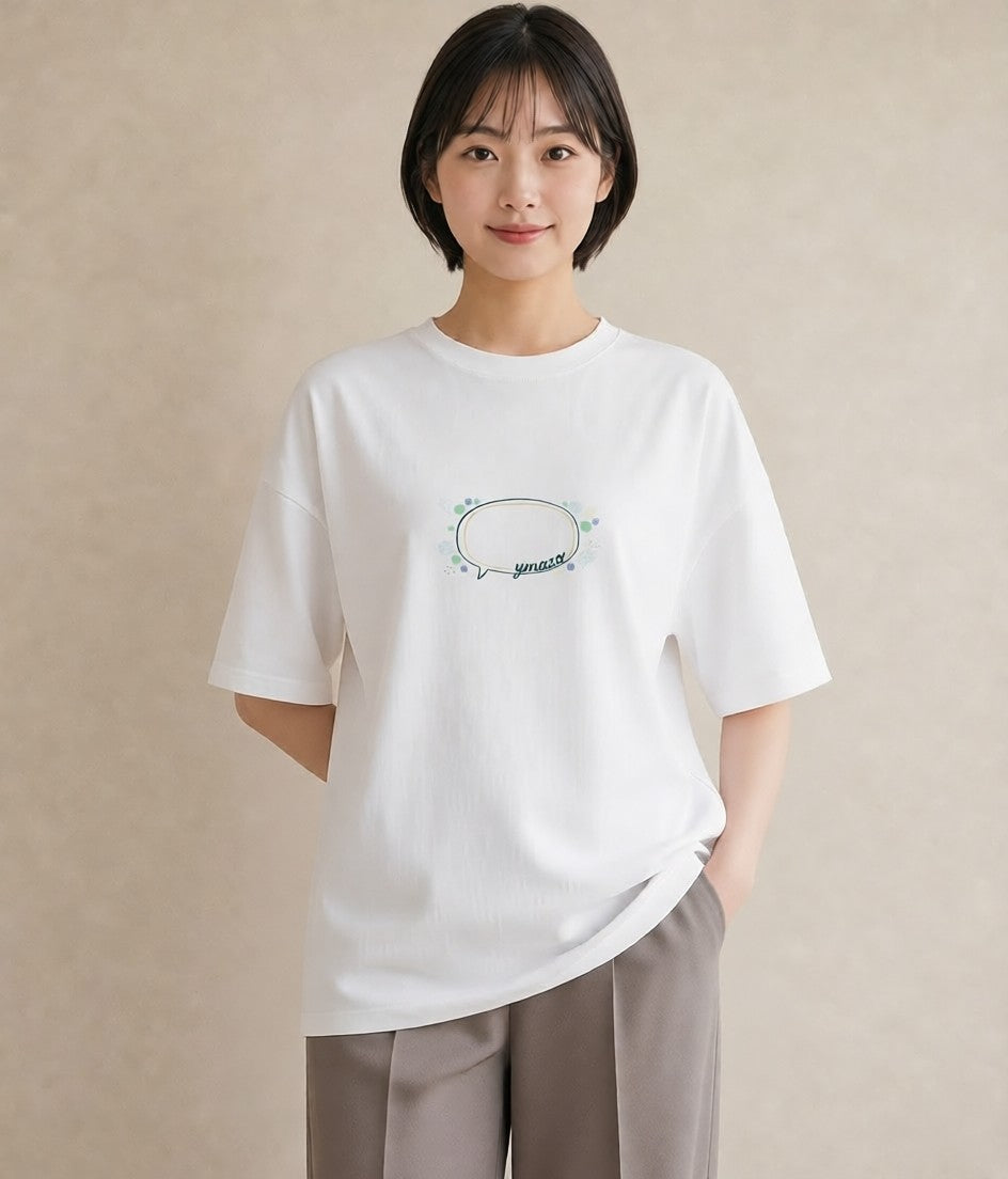 グラフィックTシャツ レディース 紙風船 和紙 ナチュラル アンティーク イラスト ミニマル 部屋着 女性向けギフト 白T YMAZO