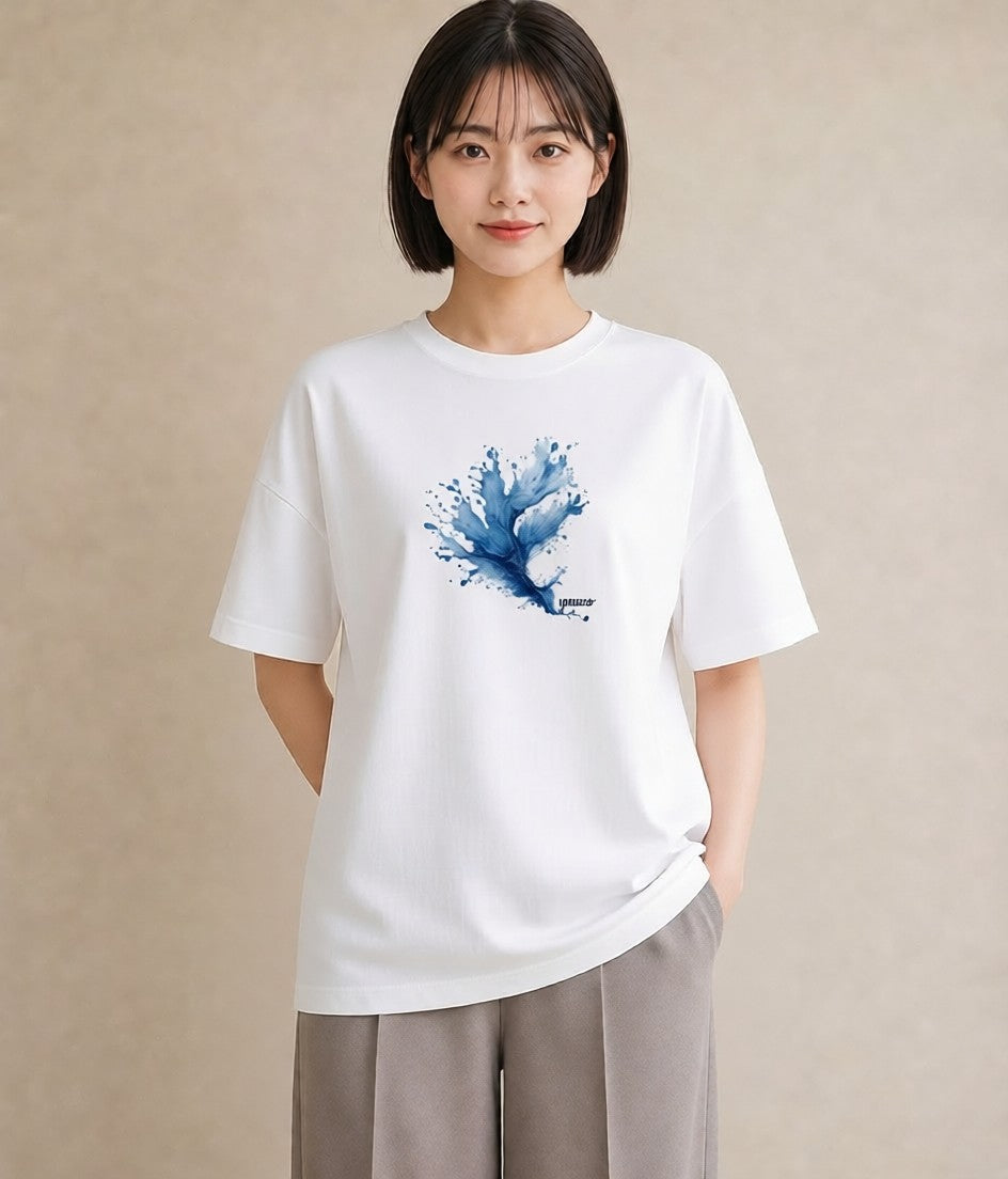 プリントTシャツ レディース 波 星空 宇宙 イラスト フェミニン ビーチ デイリーウェア 白T YMAZO