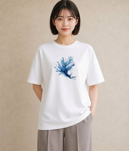プリントTシャツ レディース 波 星空 宇宙 イラスト フェミニン ビーチ デイリーウェア 白T YMAZO
