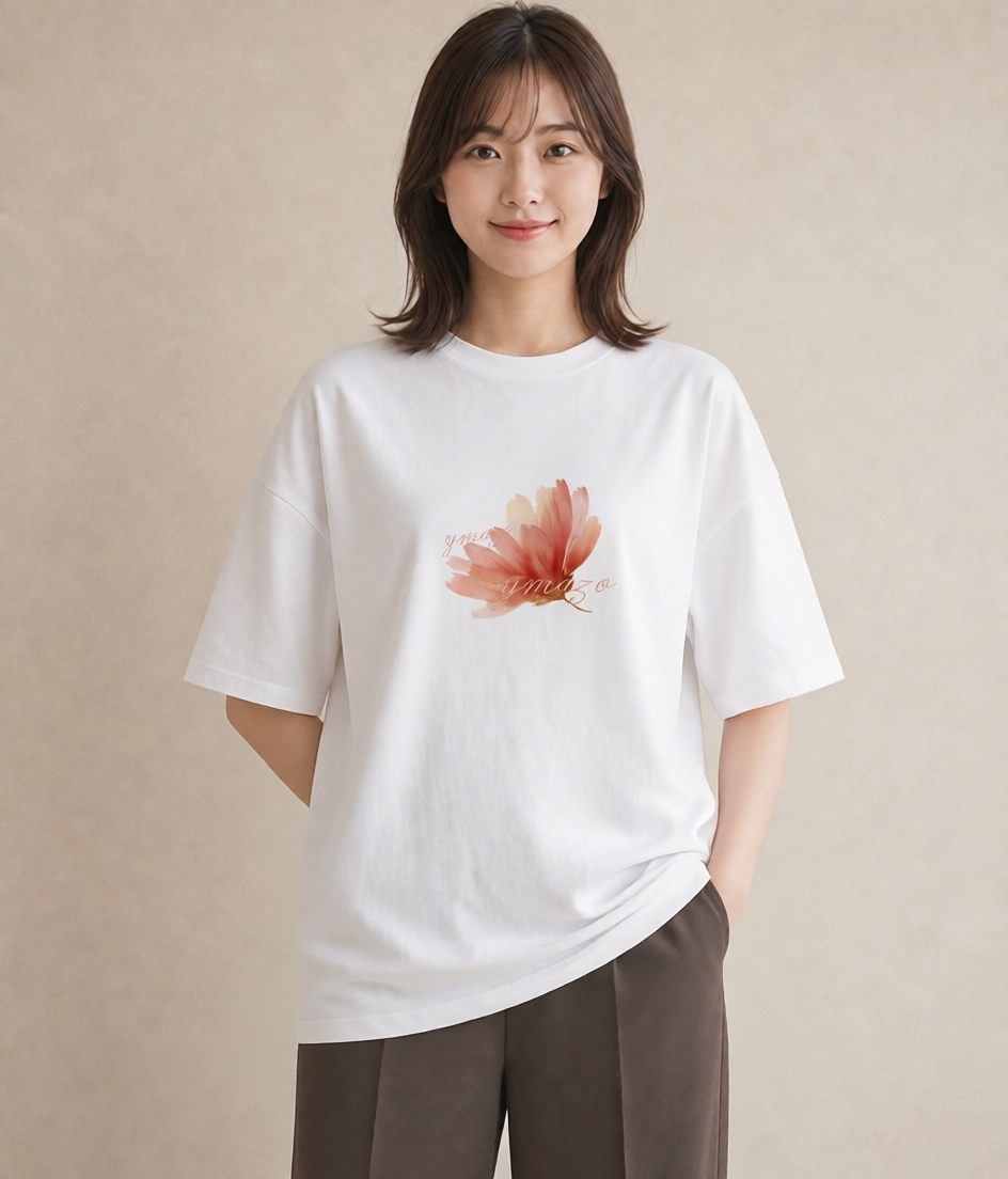 グラフィックTシャツ レディース たんぽぽ 花 花柄 イラスト 韓国風 春服 ミセス 白T
