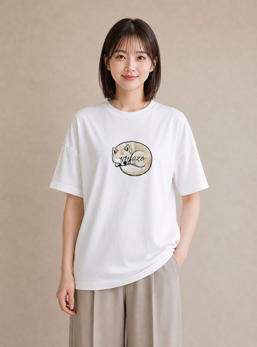 半袖Tシャツ レディース 秋田犬 犬 いぬ イラスト お洒落 買い物 夏コーデ 白T YMAZO