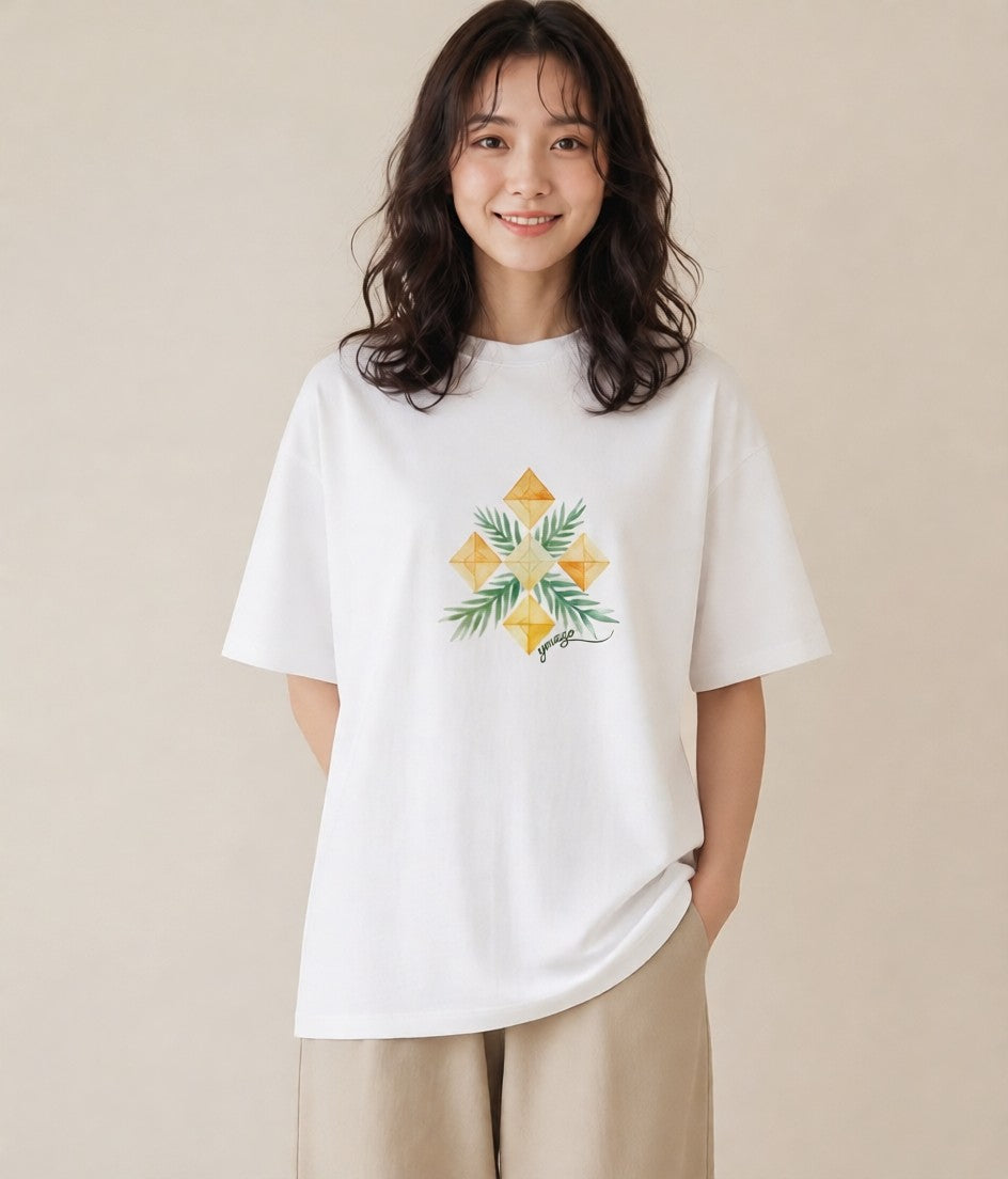 Tシャツ レディース 雪の結晶 星空 宇宙 イラスト ポップ カフェ巡り 女子会 白T YMAZO