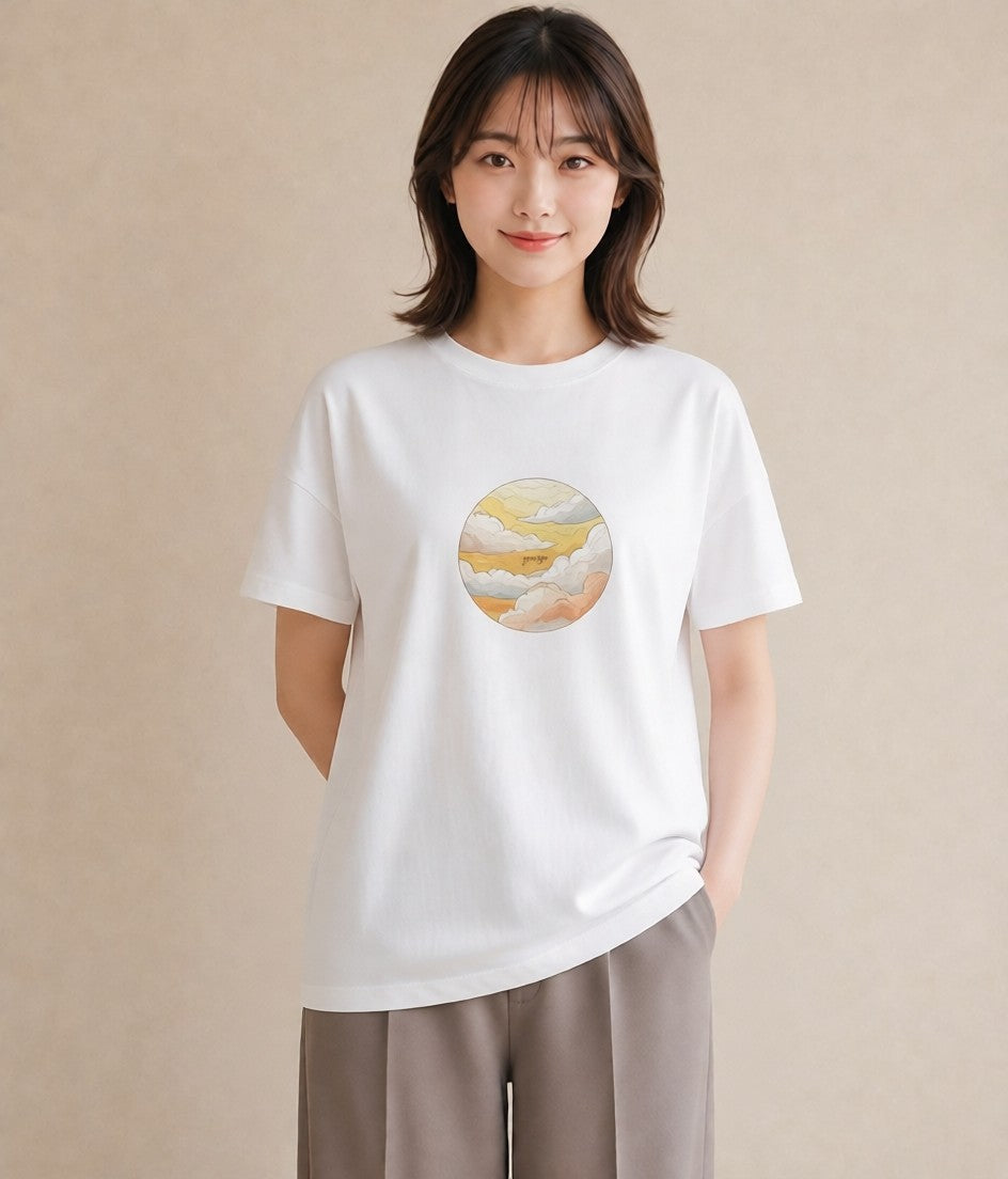半袖Tシャツ レディース 惑星 星空 宇宙 イラスト ナチュラル 20代 カジュアルコーデ 白T YMAZO