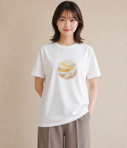 半袖Tシャツ レディース 惑星 星空 宇宙 イラスト ナチュラル 20代 カジュアルコーデ 白T YMAZO