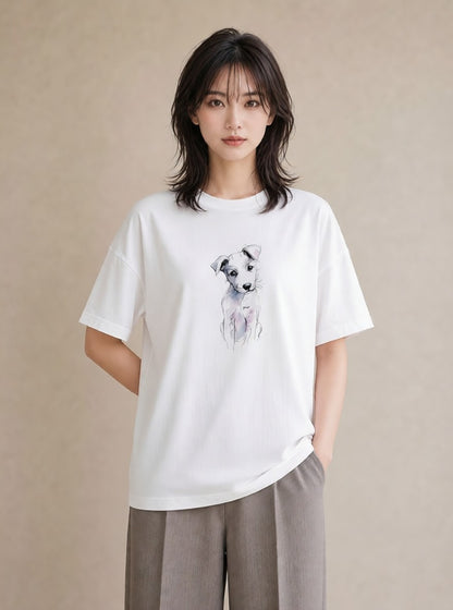 プリントTシャツ レディース 保護犬 犬 いぬ イラスト シック 公園 ママ 白T YMAZO