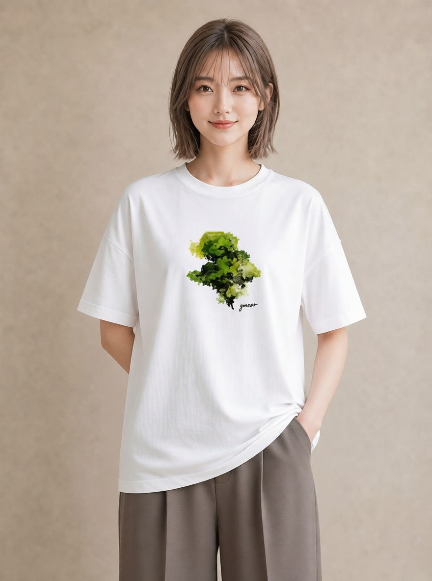 デザインTシャツ レディース 苔 植物 ボタニカル イラスト 北欧風 春コーデ 姉妹 白T YMAZO