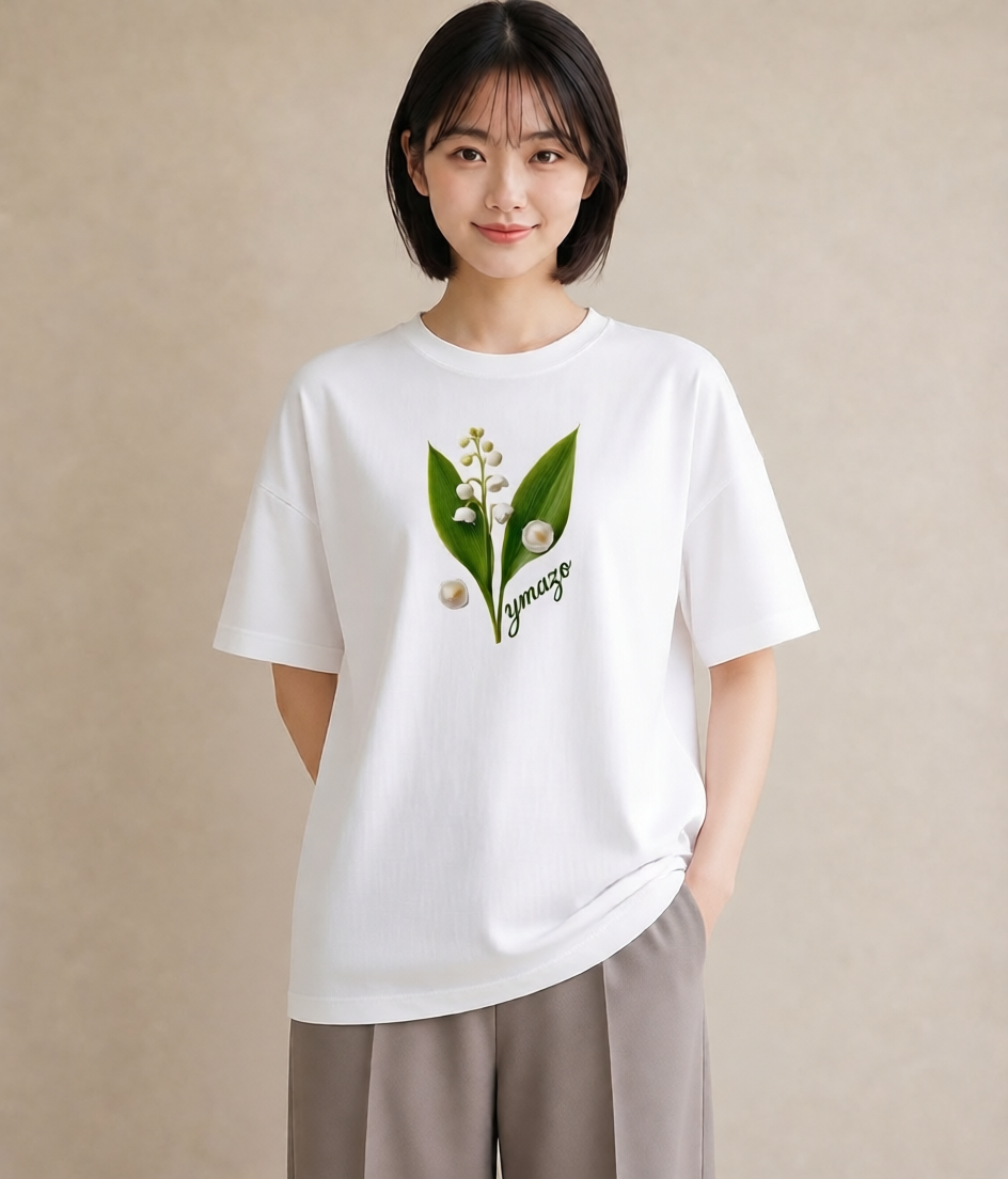 半袖Tシャツ レディース すずらん 花 花柄 イラスト お洒落 旅行用 海 白T YMAZO