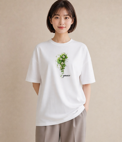 デザインTシャツ レディース あさがお 朝顔 花 花柄 イラスト カフェコーデ ホワイトデー 春服 白T