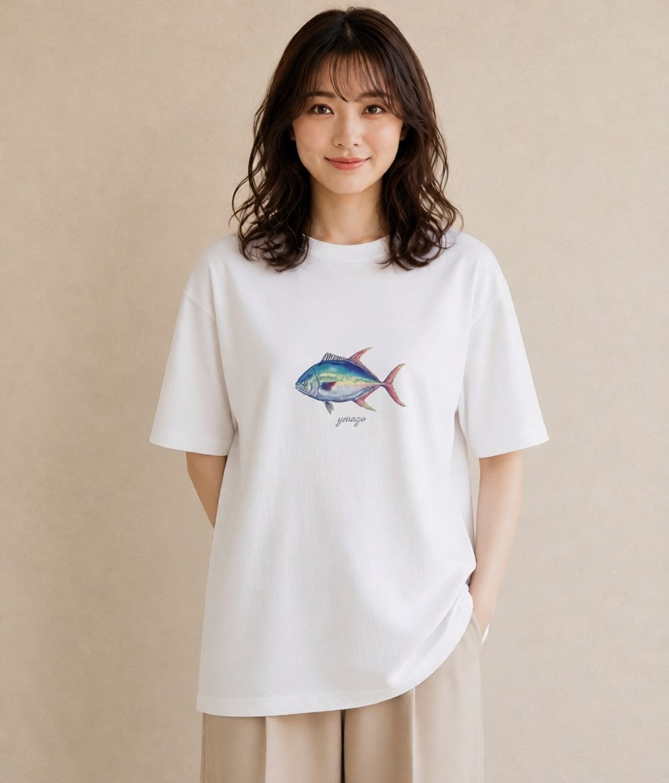デザインTシャツ レディース マンボウ 海の生き物 海 イラスト ナチュラル ママ カフェ服 白T YMAZO